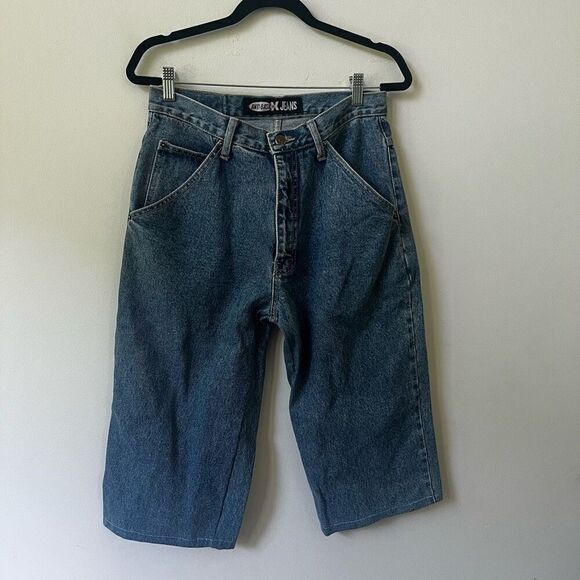 Vintage Anti-Basic Jeans Blue Solid Cotton Button & Zip Fly Long Denim Short Siz - Picture 1 of 14
